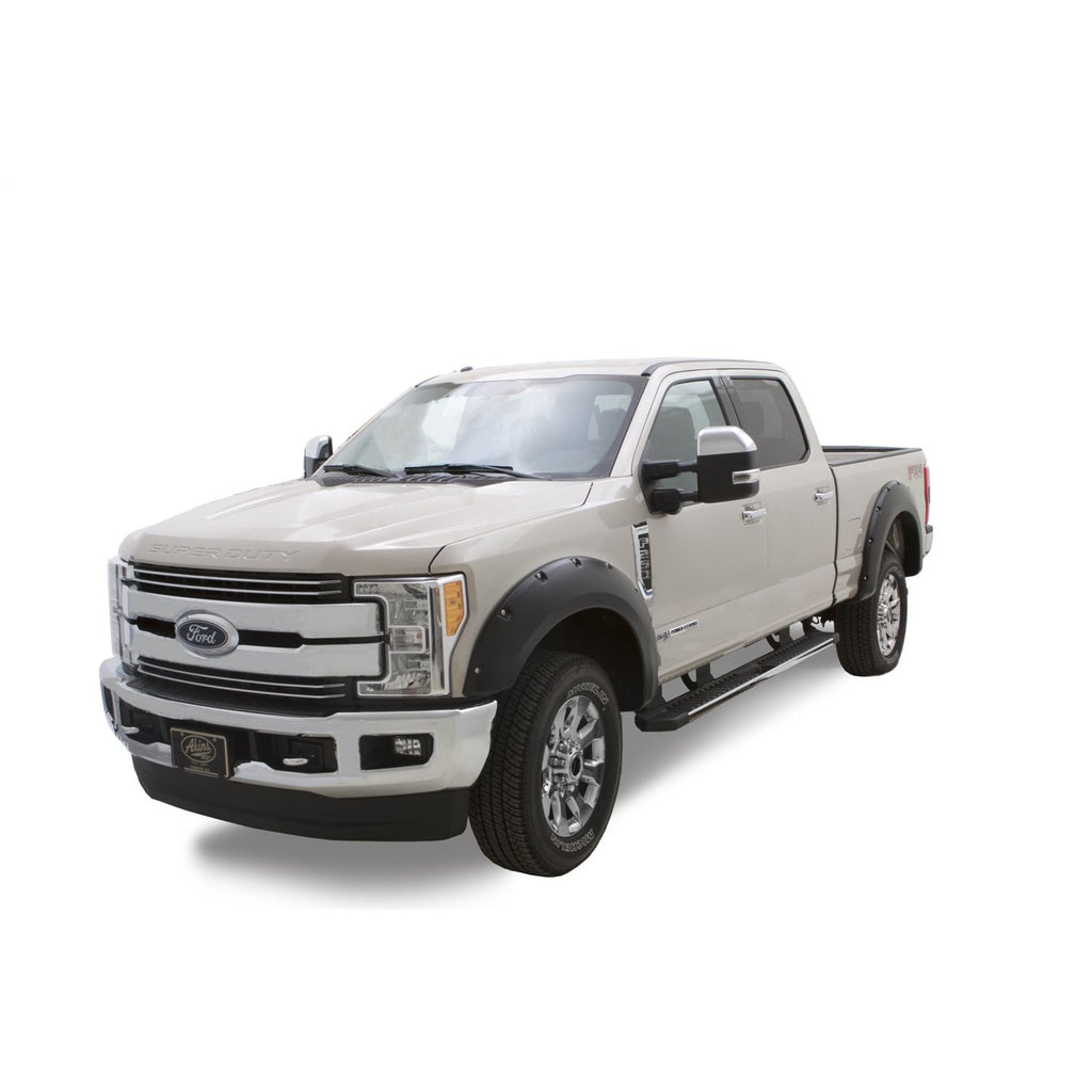 Bushwacker 20942-02 Black Pocket/Rivet Style Smooth Finish 4-Piece Fender Flare Set for 2017-2022 Ford F-250/F-350 Super Duty w/81.8 In. Bed