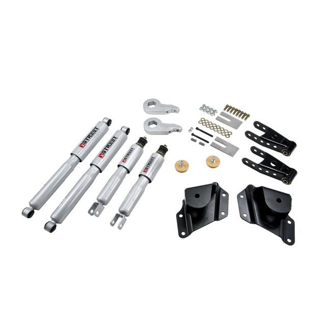 BELLTECH 654SP LOWERING KITS  Front And Rear Complete Kit W/ Street Performance Shocks 2005-2006 Chevrolet Silverado/Sierra (Std Cab w/ Factory Front Torsion bar) 1 in. or 2 in. F/4 in. R drop W/ Street Performance Shocks