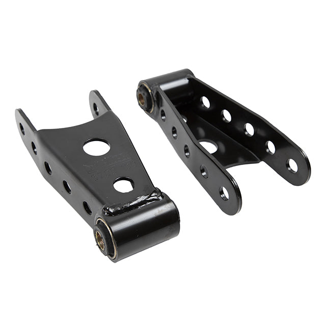 BELLTECH 6700 SHACKLE KIT 1 in. Drop Leaf Spring Shackle 1973-2018 Chevrolet Silverado/Sierra 1500 (All) 88-10 Silverado/Sierra 2500/3500 (All) 92-99 Tahoe Yukon & Suburban (2dr/4dr.) 94-01 Dodge Ram 1500 (All) 87-03 Ford F150 (All) 1/2 in. Rear Lift