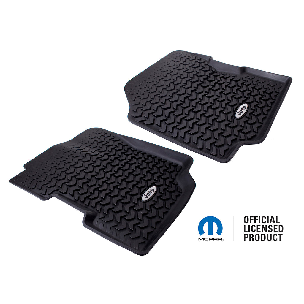 Rugged Ridge DMC-12920.22 | Floor Liners, Front, Black, Jeep Logo; 76-95 Jeep CJ7/CJ8/Wrangler YJ