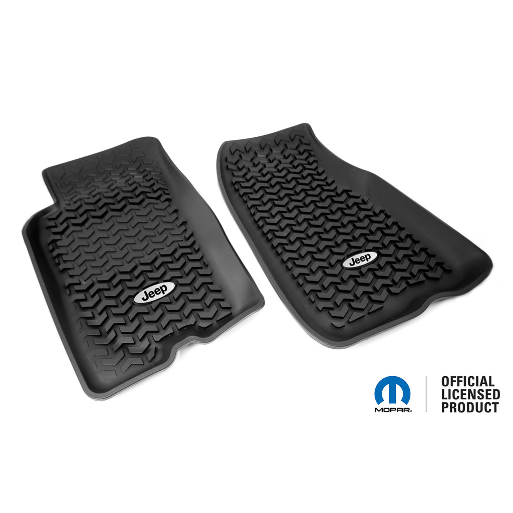 Rugged Ridge DMC-12920.26 | Floor Liners, Front, Black, Jeep Logo; 93-98 Jeep Grand Cherokee ZJ