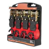 16' Red Cargo Straps with S-Hooks (500 lbs 4-Pack)