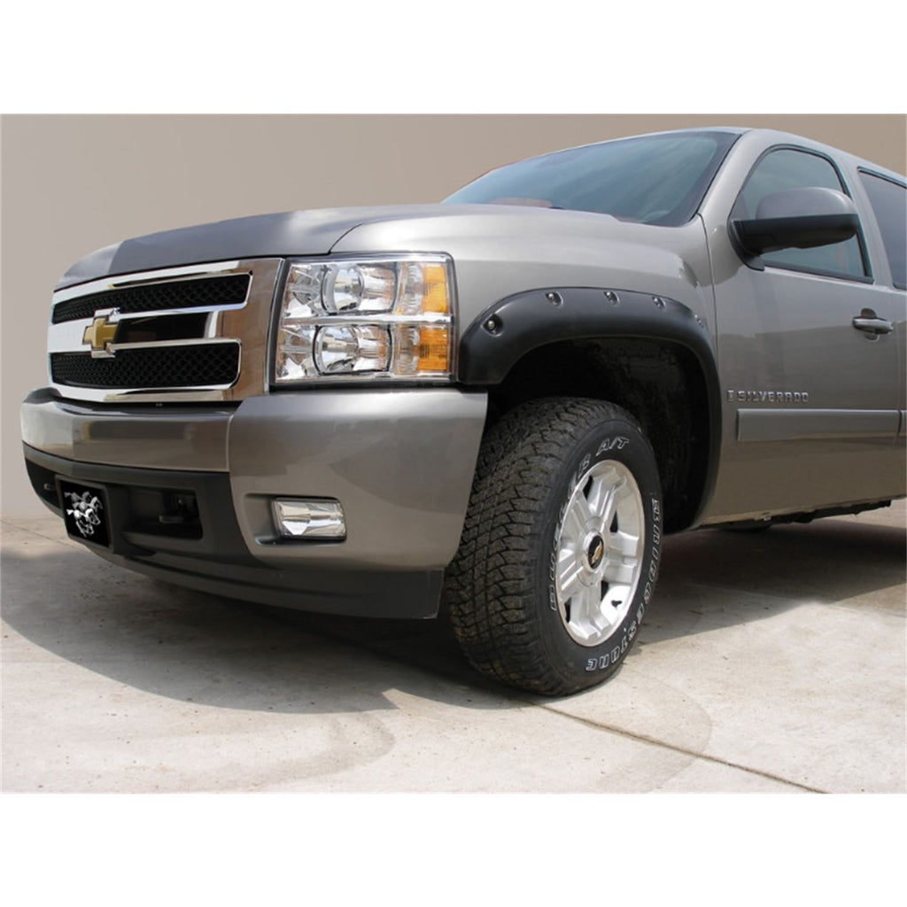 Stampede 8412-2 Black Ruff Riderz Smooth Finish 4-Piece Fender Flare for 2007-2013 Chevrolet Silverado 1500 2007-2014 Chevrolet Silverado 2500 HD/3500 HD | Fits 69.3/78.7/97.6 In. Bed