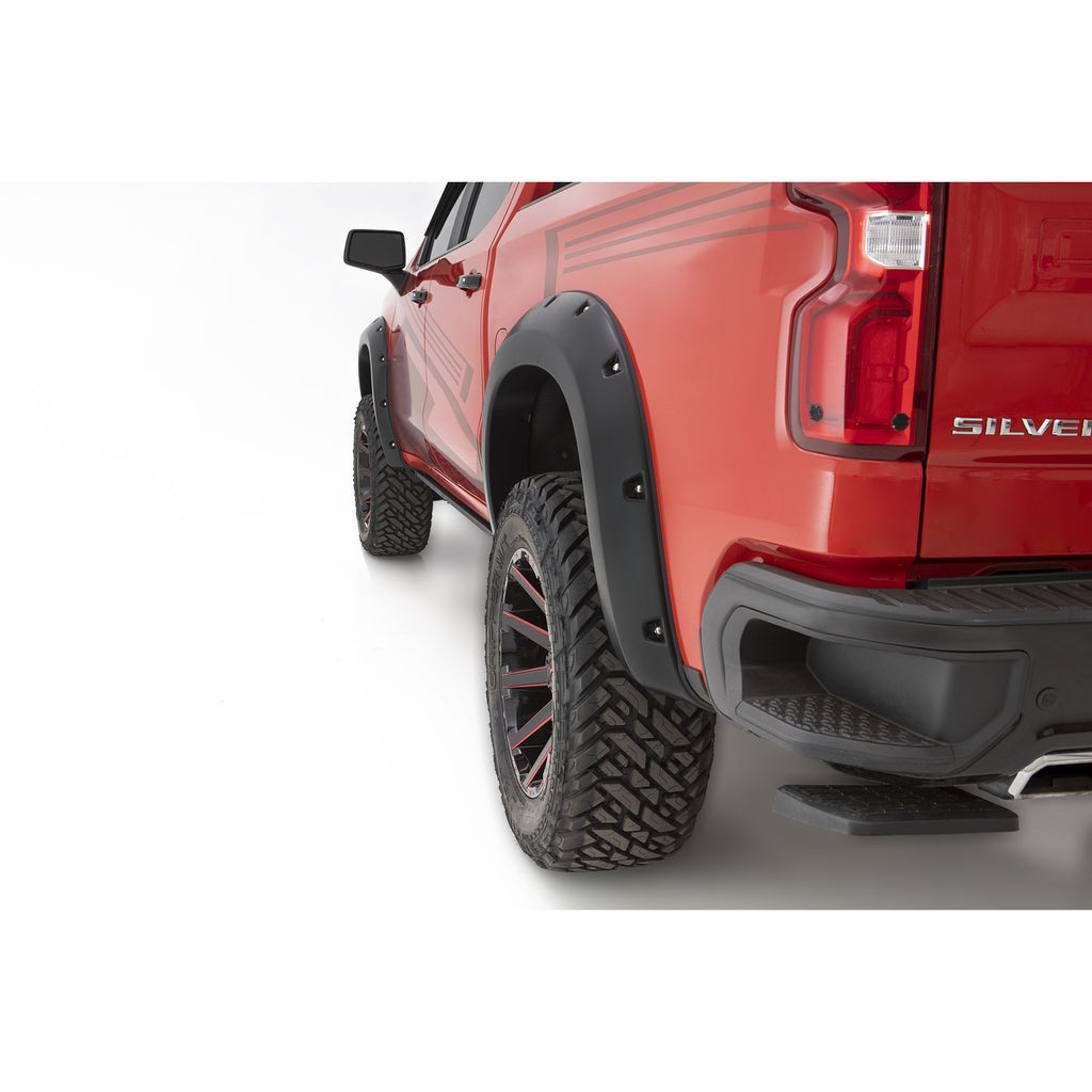 Bushwacker 40909-34 Pocket/Rivet Style Color Matched Black 4-Piece Fender Flare Set for 19-20 GMC Sierra 1500
