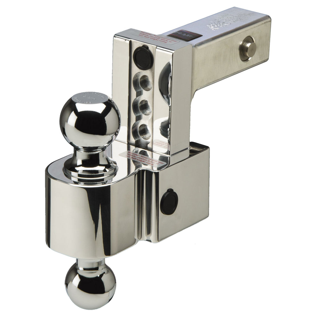 Flash ALBM adj alum ball mount, built-in locks, 4'' drop, 2'' & 2-5/16'' stnls