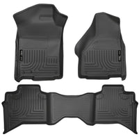 Husky Liners 99011 | Husky Liners Front & 2nd Seat Floor Liners; Front & 2nd Seat Floor Liners, Fits 09-15 RAM 1500 QUAD CAB FRONT & 2ND SEAT WEATHERBEATER FLOOR LINERS BLACK