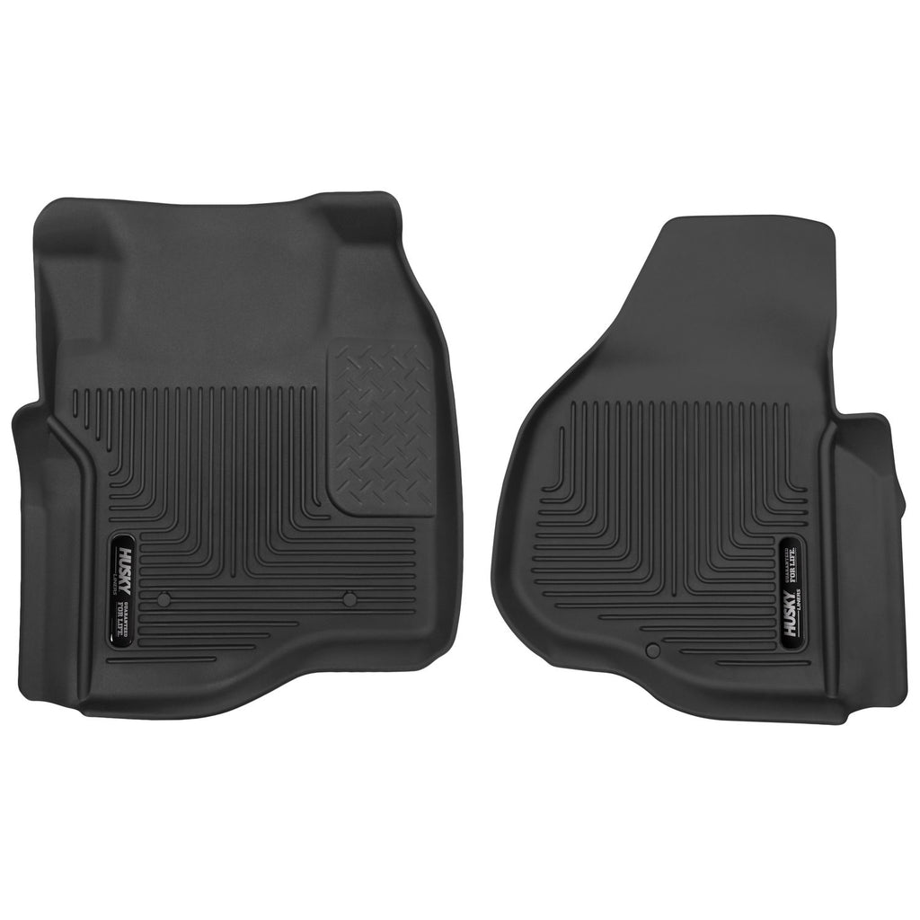 Husky Liners 53301 | Husky Liners Front Floor Liners, Fits 11-16 SUPER DUTY F250/350/450 STD/EXT/CREW CAB W/O MAN TRANSFER CASE FRONT XACT FLOOR LINERS BLACK