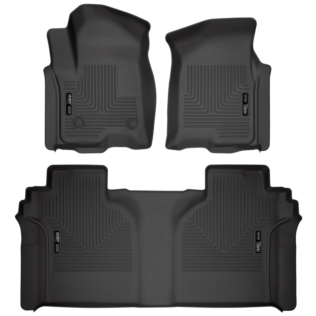 Husky Liners 94021 | Husky Liners Front & 2nd Seat Floor Liners; Front & 2nd Seat Floor Liners, Fits 19-C SILVERADO/SIERRA 1500 CREW CAB FRONT & 2ND SEAT FLOOR LINERS WEATHERBEATER SERIES BLACK