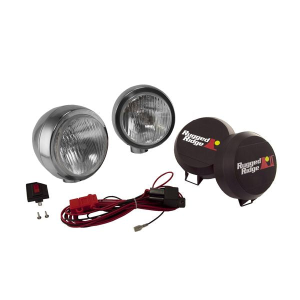 Rugged Ridge 15206.51 | 6 Inch Round HID Off Road Fog Light Kit, Stainless Steel Housing, Pair