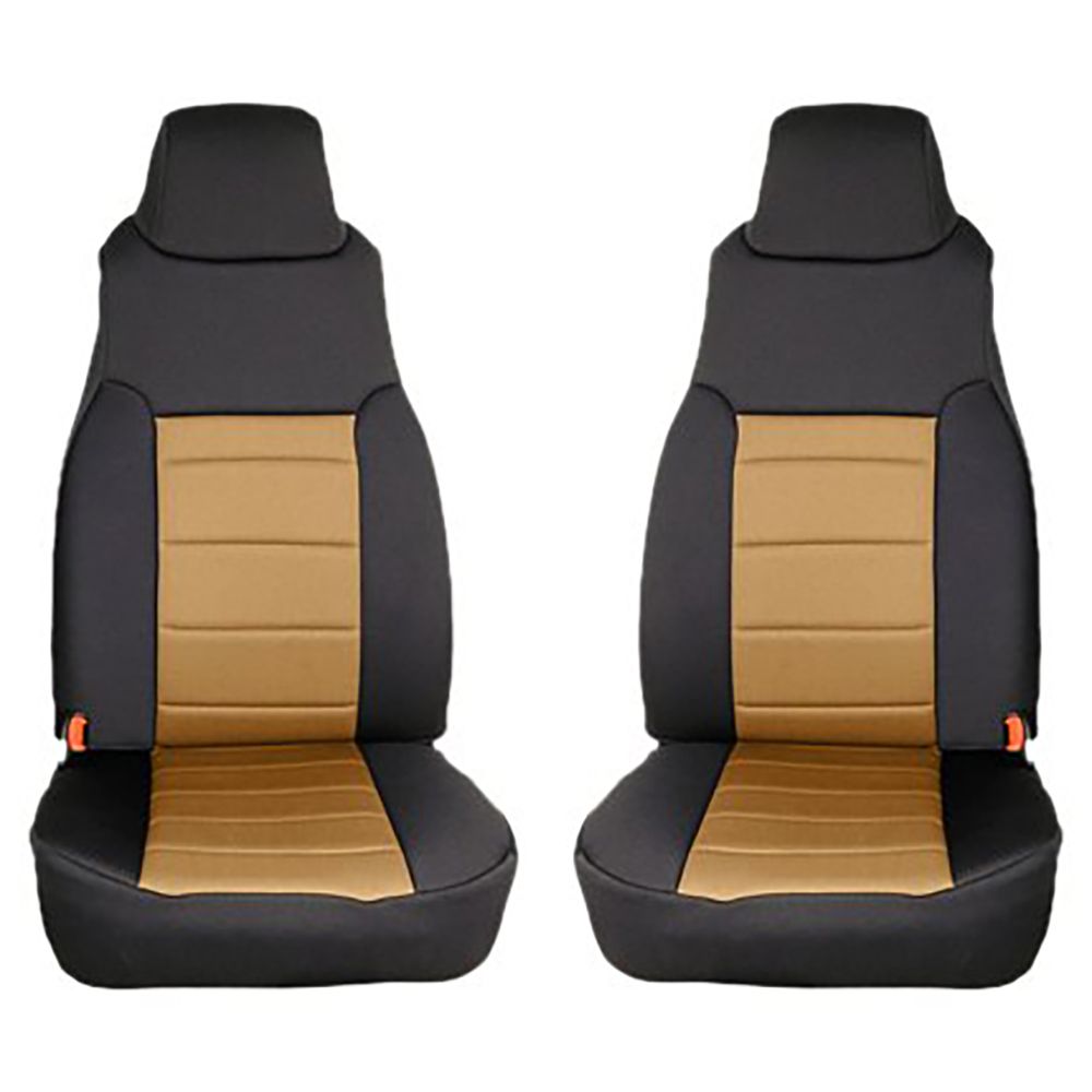 Neoprene Front Seat Covers Tan; 97-02 Jeep Wrangler TJ