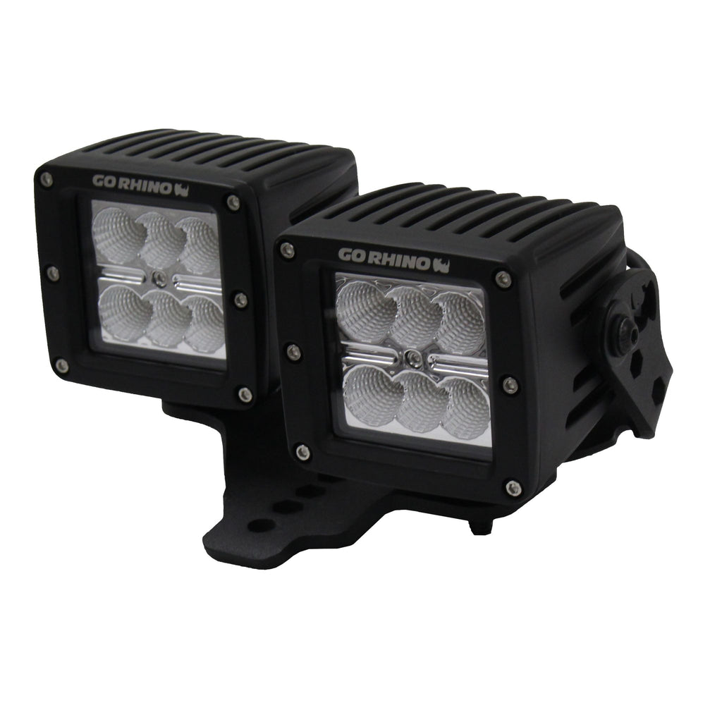 Go Rhino - 731230T - Jeep Wrangler JL & JLU Hood hinge Mount for 3in X 3in Dual Cube Offset
