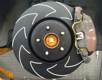 BSD rotors with a V pattern, improves heat dispersion and helps pads run cooler