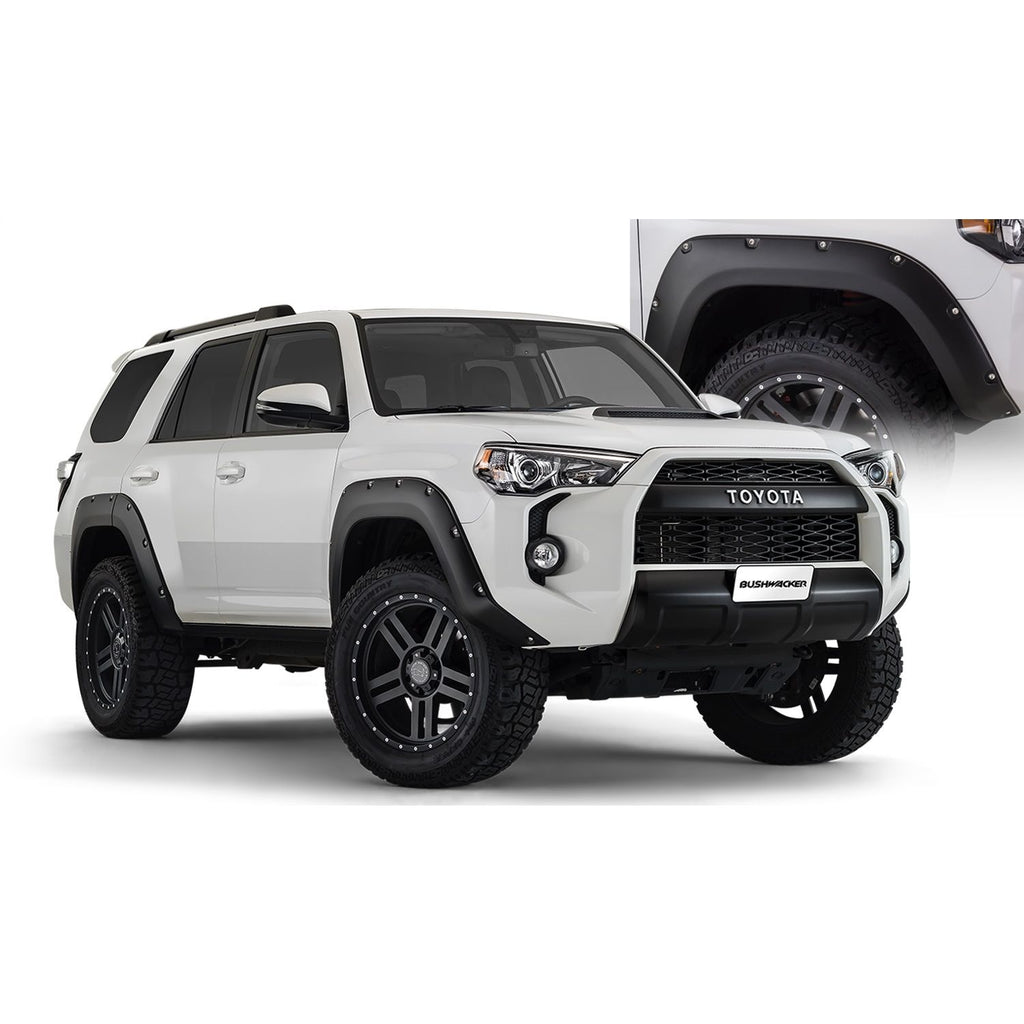 Bushwacker 30921-02 Black Pocket/Rivet Style Smooth Finish 4-Piece Fender Flare Set for 2014-2022 Toyota 4Runner (Excludes Limited)