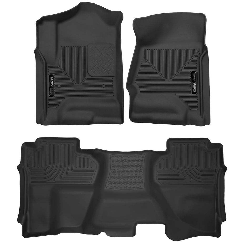 Husky Liners 53918 | Husky Liners Front & 2nd Seat Floor Liners, Fits 14-18 SILVERADO/SIERRA 1500/2500/3500 FRONT AND REAR FLOOR LINERS BLACK