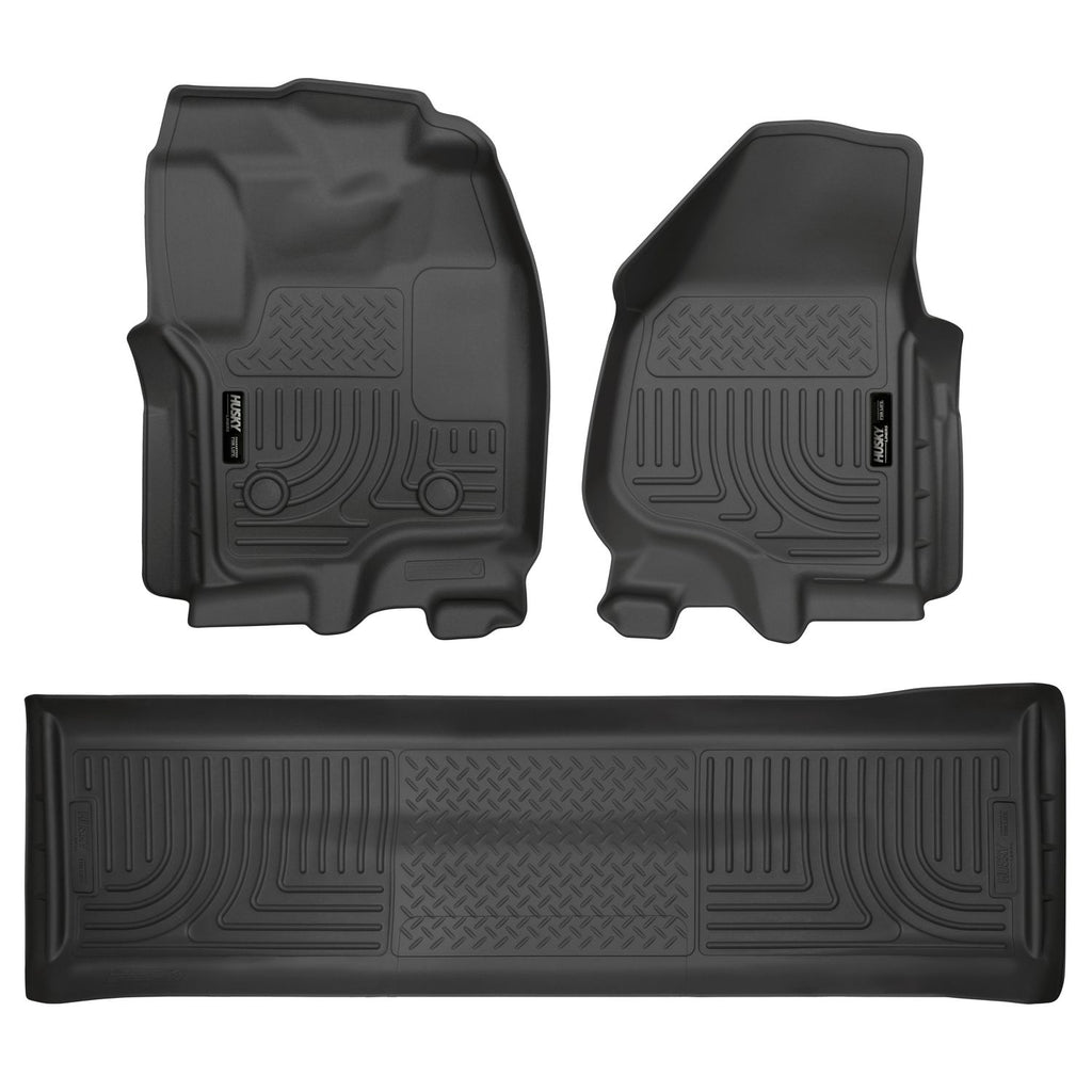 Husky Liners 99711 | Husky Liners Front & 2nd Seat Floor Liners (Footwell Coverage), Fits 12-16 F250/F350/F450 SUPER DUTY CREW CAB(W/O MAN TRANSFER) FRONT/2ND SEAT FLOOR LINERS BLACK
