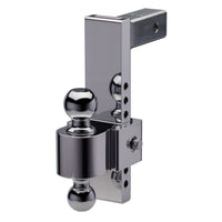 Flash E series adj alum ball mount, 10'' drop 11'' rise, chrome 2'' & 2-5/16''