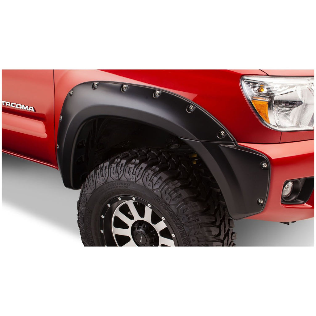 Bushwacker 31927-02 Black Pocket/Rivet Style Smooth Finish 4-Piece Fender Flare Set for 2012-2015 Toyota Tacoma w/73.5 In. Bed