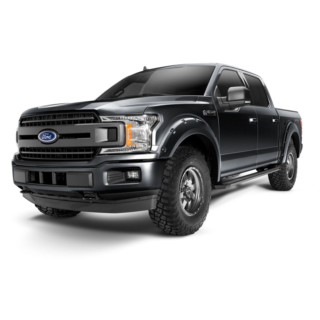 Bushwacker 20945-82 Pocket/Rivet Style Color Matched Shadow Black 4-Piece Fender Flare Set for 2018-2020 Ford F-150