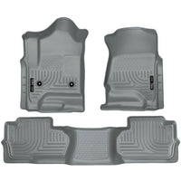 Husky Liners 98242 | Husky Liners Front & 2nd Seat Floor Liners (Footwell Coverage), Fits 14-17 SILVERADO/SIERRA 1500/2500/3500 DOUBLE CAB FRONT/2ND SEAT LINERS WEATHERBEATER GREY