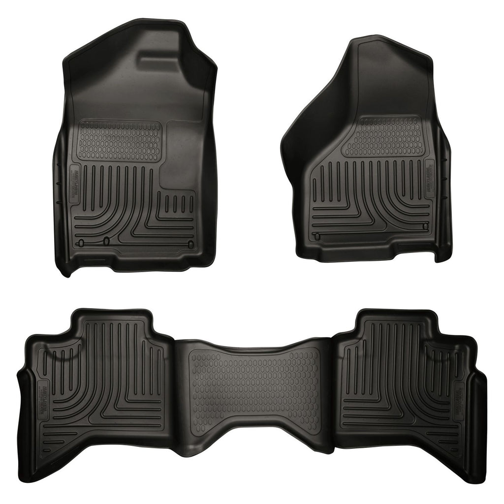 Husky Liners 98031 | Husky Liners Front & 2nd Seat Floor Liners; Front & 2nd Seat Floor Liners, Fits 02-08 RAM 1500 QUAD/03-09 RAM 2500/3500 QUAD CAB WEATHERBEATERS FRONT & 2ND SEAT FLOOR LINERS BLACK