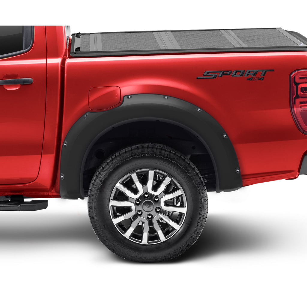 Bushwacker 20120-02 Black Pocket/Rivet Style Smooth Finish Rear Fender Flares for 2019-2022 Ford Ranger