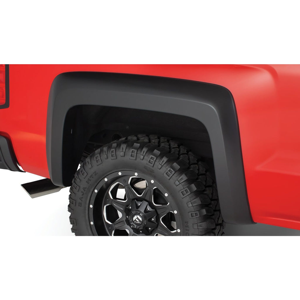 Bushwacker 40078-02 Black Extend-A-Fender Style Smooth Finish Rear Fender Flares for 2007-2013 Silverado 1500; 2007-2014 Silverado 2500 HD/3500 HD (Excludes Dually); Fits 78.7/97.6 In. Bed