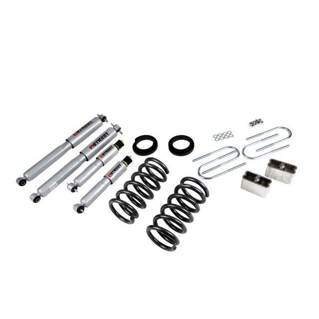 BELLTECH 650SP LOWERING KITS  Front And Rear Complete Kit W/ Street Performance Shocks 1994-2004 Chevrolet S10/S15 Pickup 6 cyl. (Std Cab) 95-97 Chevrolet Blazer/Jimmy 6 cyl. 2 in. or 3 in. F/3 in. R drop W/ Street Performance Shocks