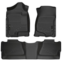 Husky Liners 98201 | Husky Liners Front & 2nd Seat Floor Liners (Footwell Coverage), Fits 07-13 SILVERADO/SIERRA 1500/07-14 2500/3500 CREW(NOT W/MANUAL SHIFTER)FRONT & 2ND SEAT FLR LNRS BLaC