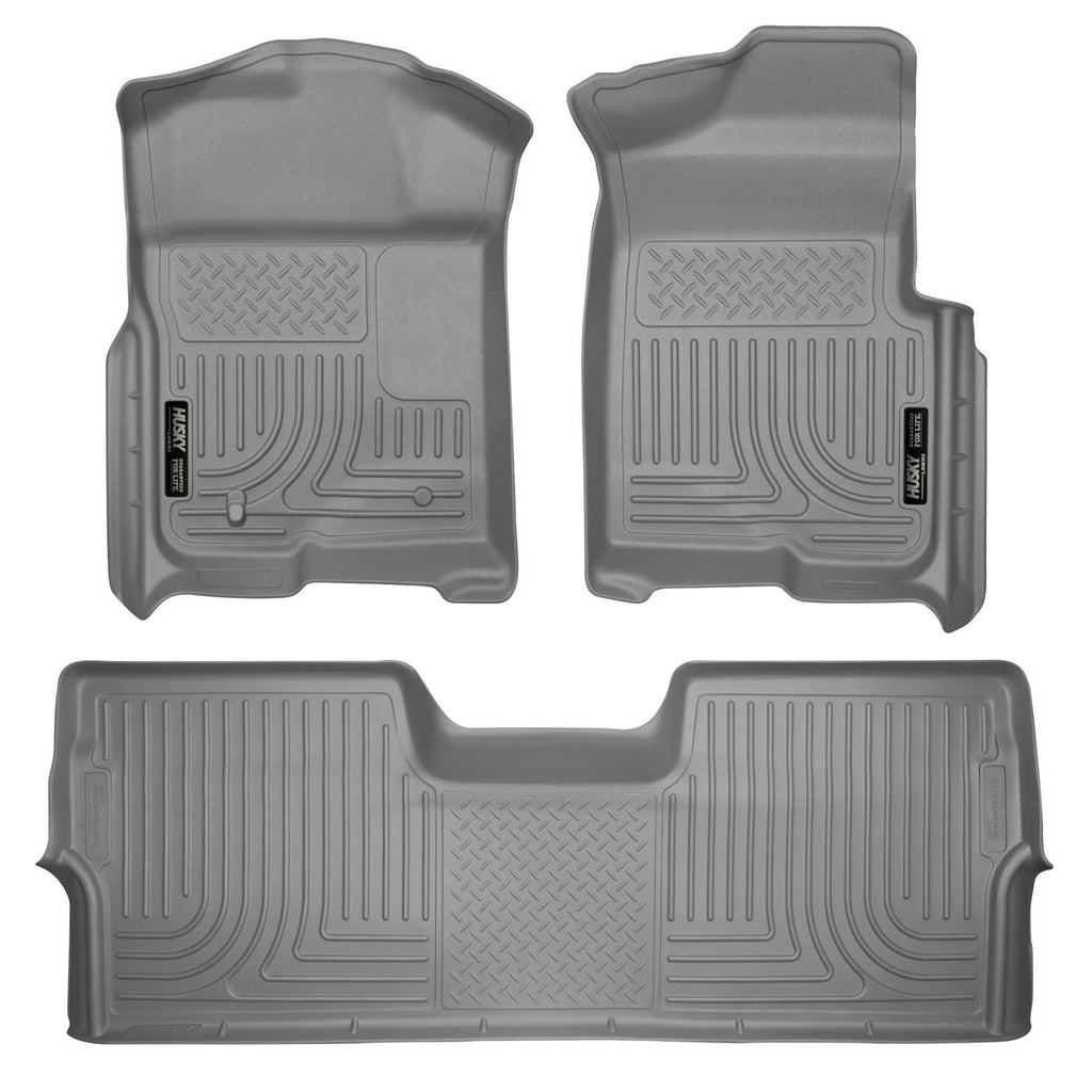 Husky Liners 98332 | Husky Liners Front & 2nd Seat Floor Liners (Footwell Coverage), Fits 09-14 F150 SUPERCREW WEATHERBEATER FRONT/2ND SEAT FLOOR LINERS GREY