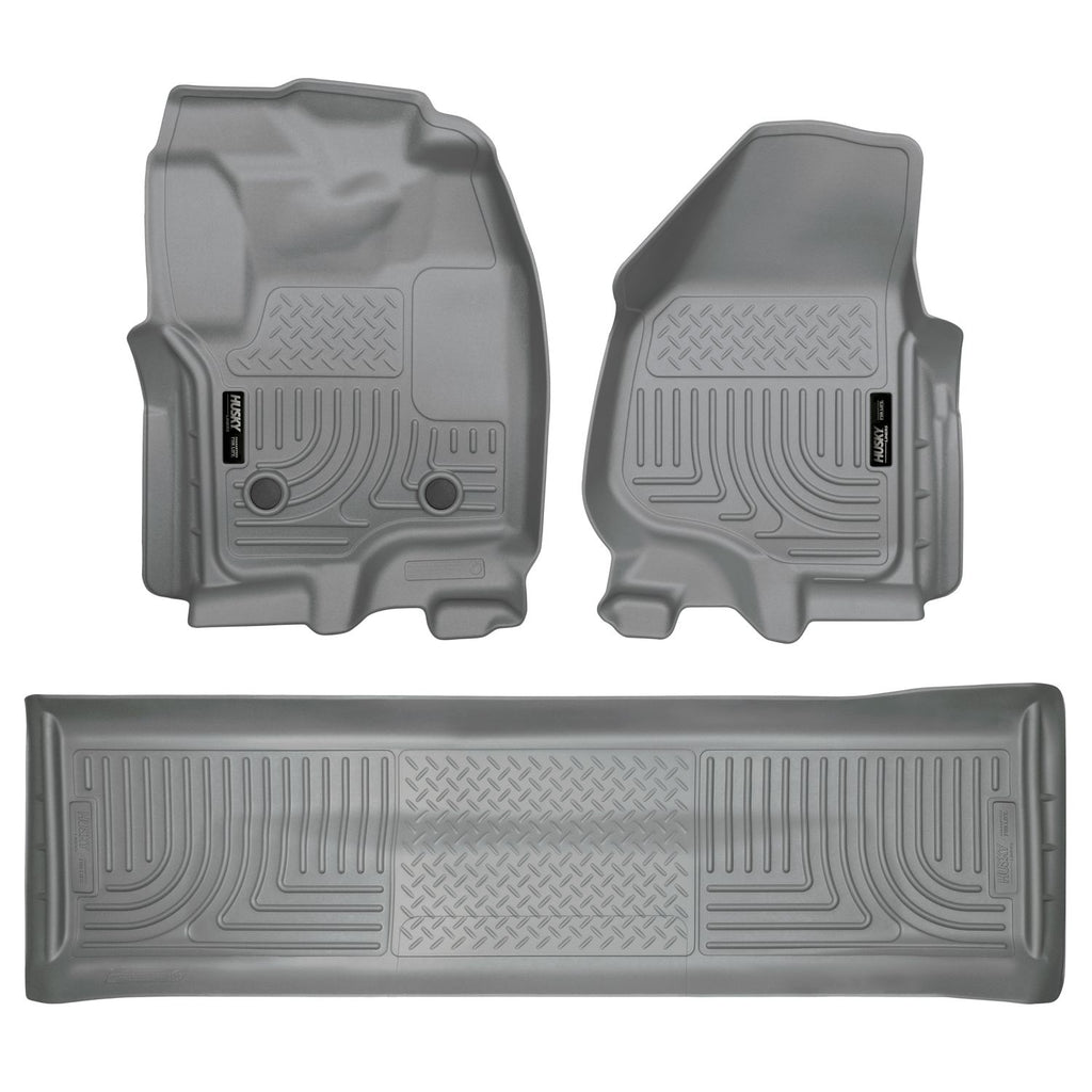 Husky Liners 99712 | Husky Liners Front & 2nd Seat Floor Liners (Footwell Coverage), Fits 12-16 F250/F350/F450 SUPER DUTY CREW CAB(W/O MAN TRANSFER) FRONT/2ND SEAT FLOOR LINERS GREY