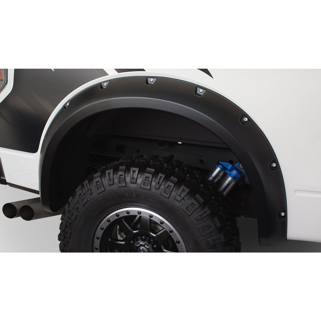 Bushwacker 20098-02 Black Pocket/Rivet Style Smooth Finish Rear Fender Flares for 2010-2014 Ford Raptor