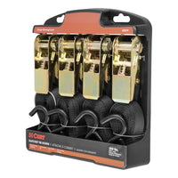 16' Black Cargo Straps with S-Hooks (500 lbs 4-Pack)