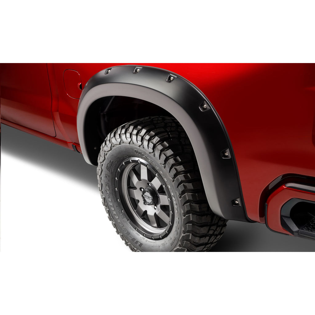 Bushwacker 40106-02 Black Pocket/Rivet Style Smooth Finish Rear Fender Flares for 2019-2022 Chevrolet Silverado 1500