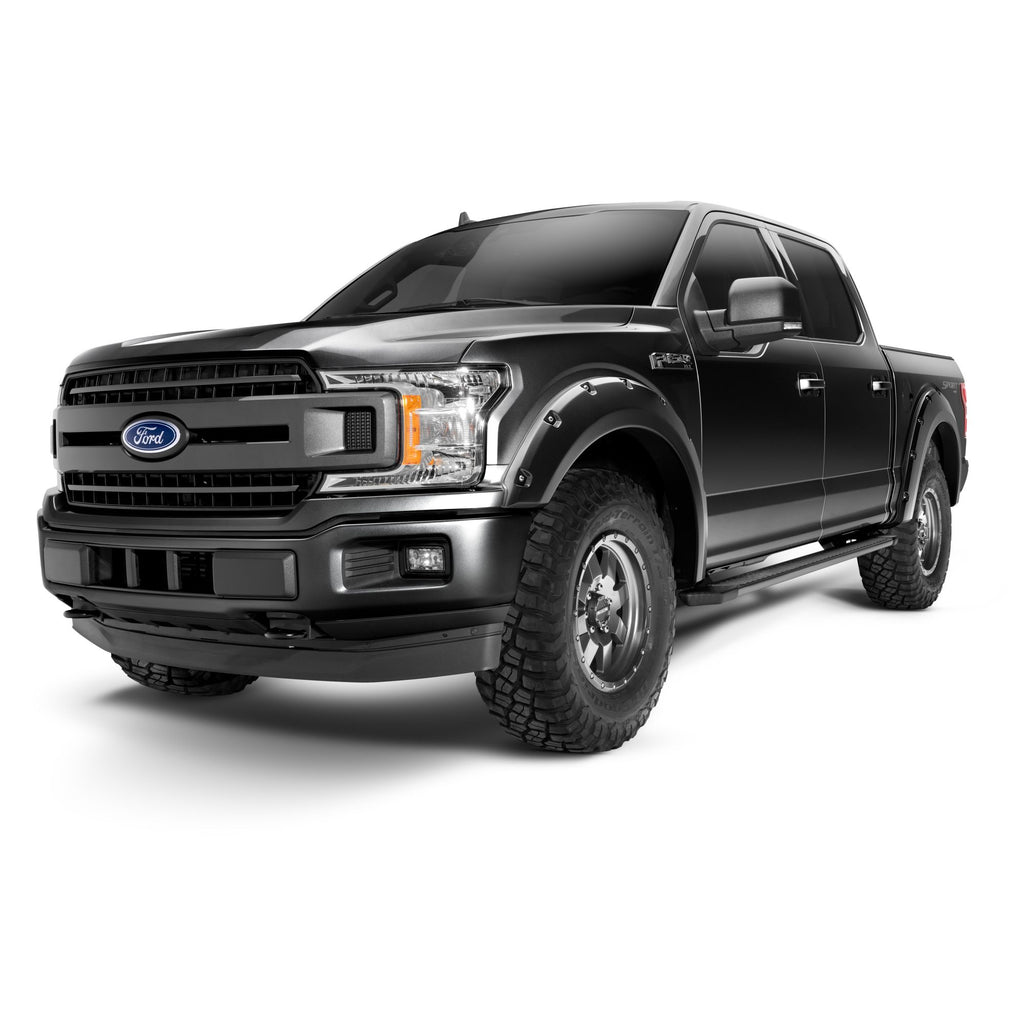 Bushwacker 20945-32 Pocket/Rivet Style Color Matched Agate Black Met 4-Piece Fender Flare Set for 2018-2020 Ford F-150