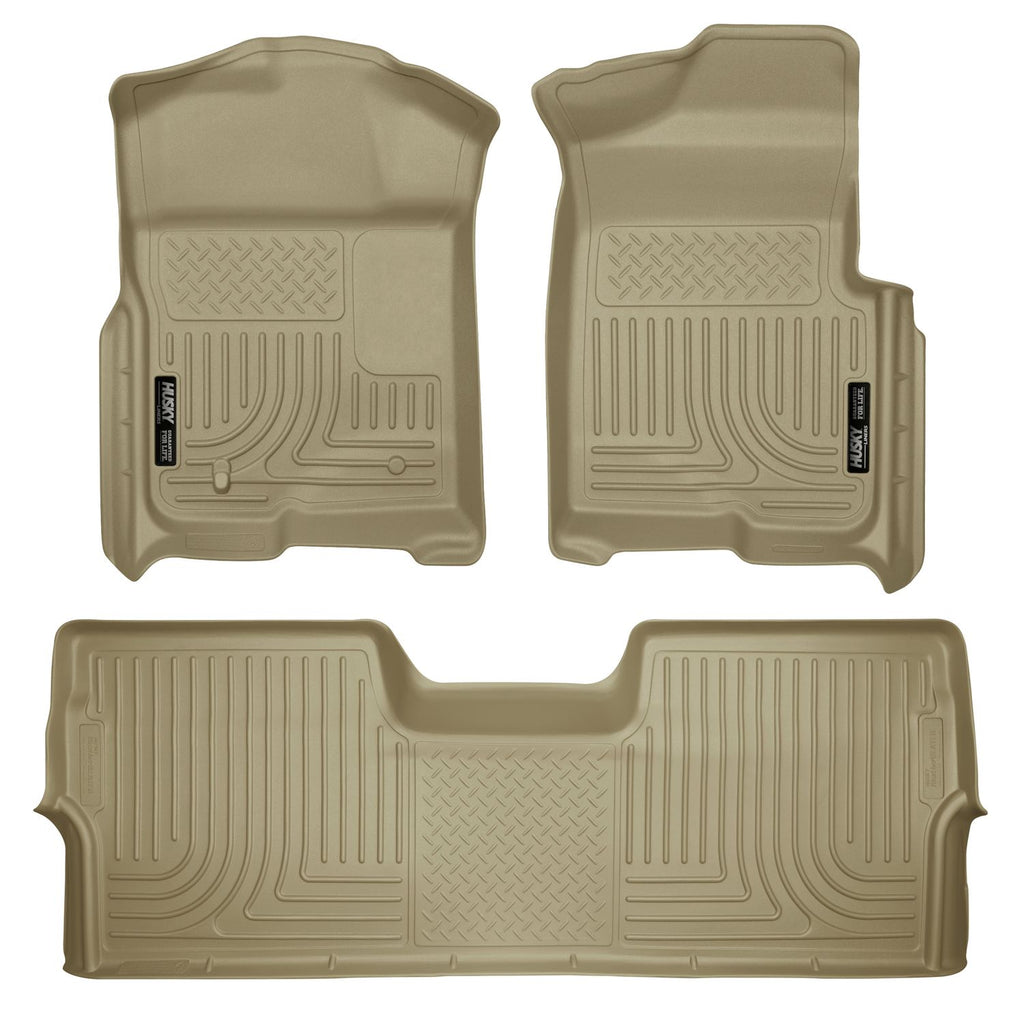 Husky Liners 98333 | Husky Liners Front & 2nd Seat Floor Liners (Footwell Coverage), Fits 09-14 F150 SUPERCREW WEATHERBEATER FRONT/2ND SEAT FLOOR LINERS TAN