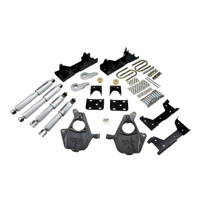 BELLTECH 657SP LOWERING KITS  Front And Rear Complete Kit W/ Street Performance Shocks 2005-2006 Chevrolet Silverado/Sierra (Std Cab w/ Factory Front Torsion bar) 3 in. or 4 in. F/6 in. R drop W/ Street Performance Shocks