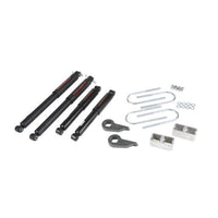 BELLTECH 635ND LOWERING KITS  Front And Rear Complete Kit W/ Nitro Drop 2 Shocks 1982-1997 Chevrolet S10/S15 Pickup Blazer (4WD) 1 in. to 3 in. F/2 in. R drop 91-93 Typhoon/Syclone 1 in. or 2 in. F/2 in. R drop W/ Nitro Drop II Shocks