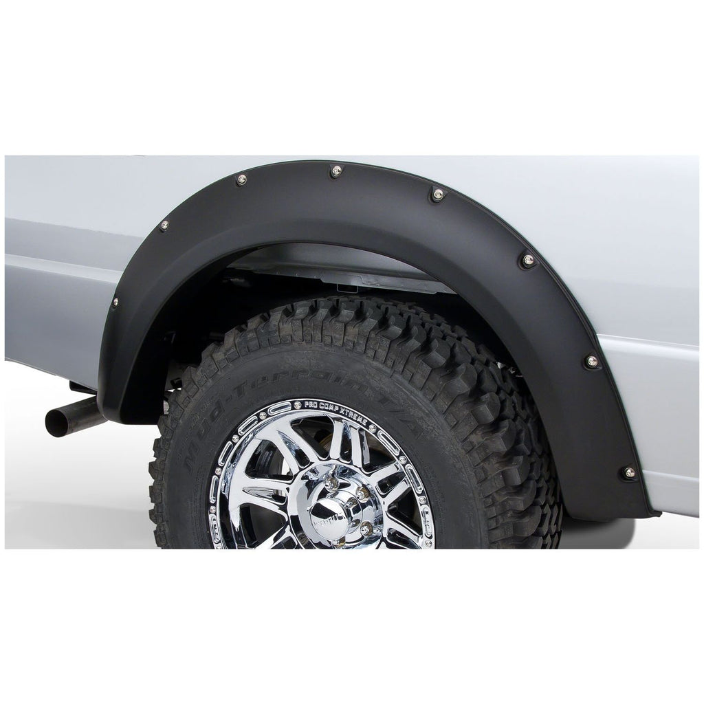Bushwacker 21038-02 Black Pocket/Rivet Style Smooth Finish Rear Fender Flares for 1993-2011 Ford Ranger (Excludes FX4)