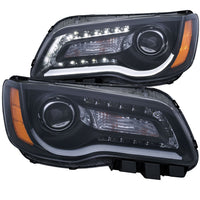 ANZO USA-121495 | Projector Headlight Set; Clear Lens; Black Housing;Pair w/Plank Style Design;