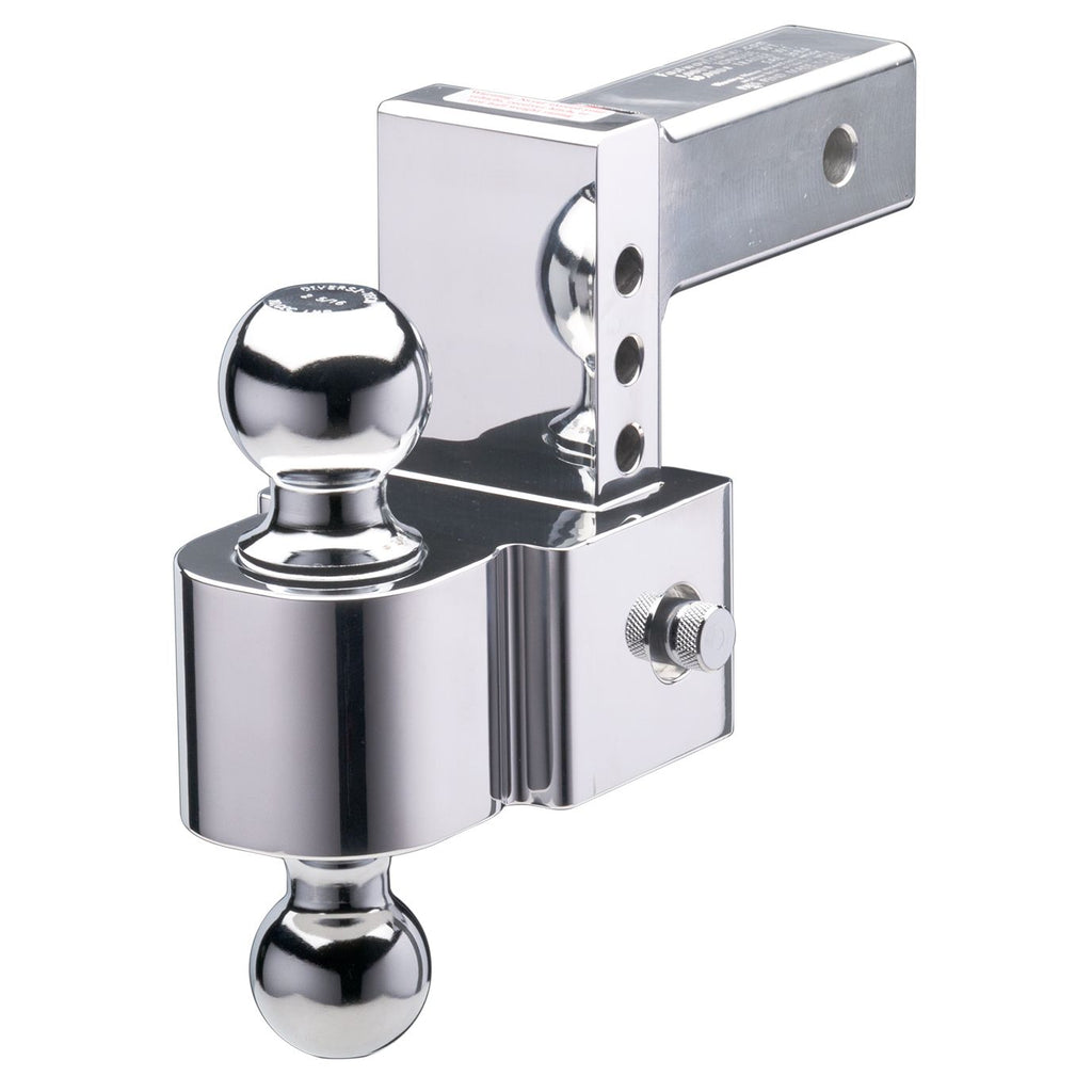 Flash E series adj. alum. ball mount, 4'' drop 5'' rise, chrome 2'' & 2-5/16''