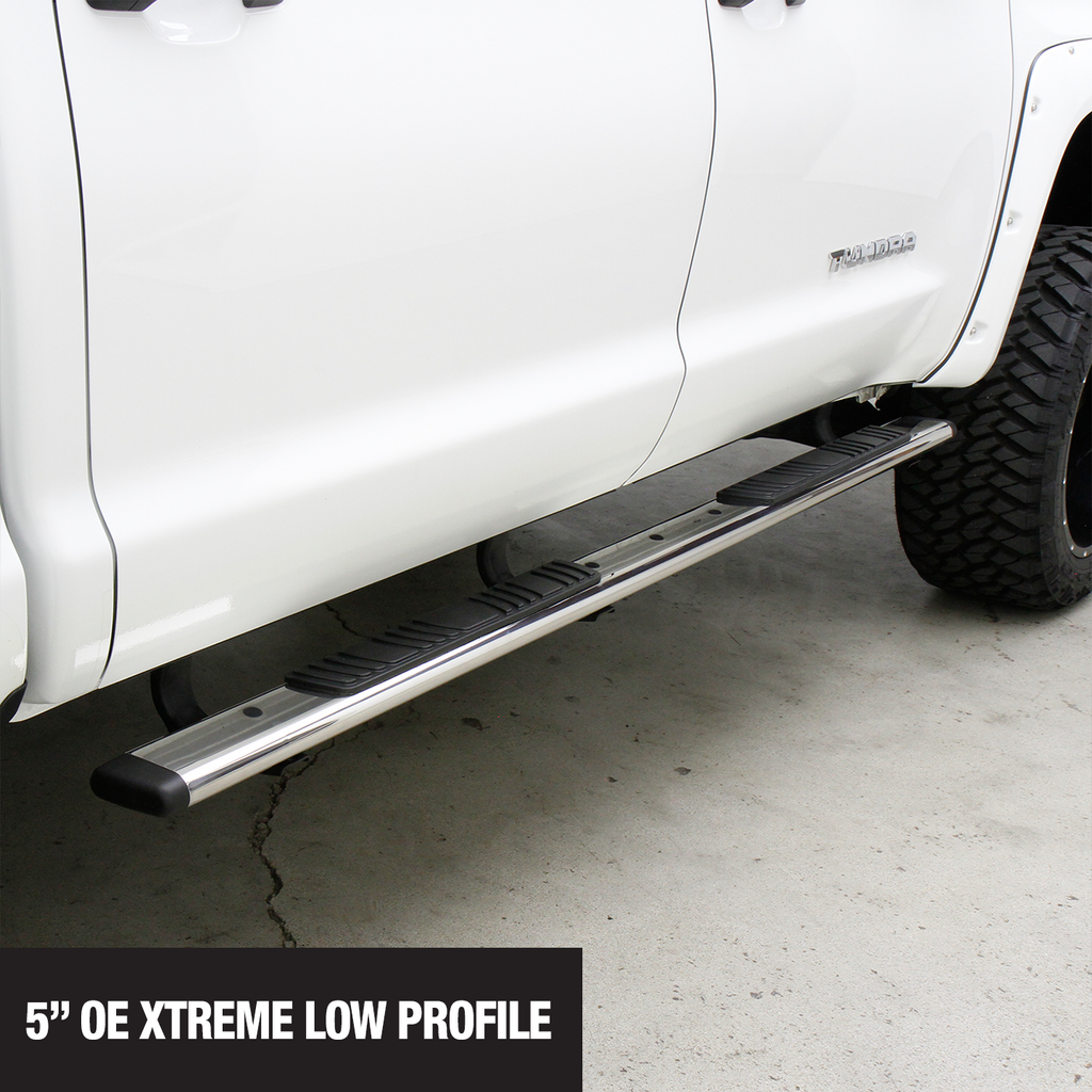 Go Rhino - 685415552PS - 5in OE Xtreme Low Profile SideSteps Kit - 80in Long Stainless Steel + Brackets